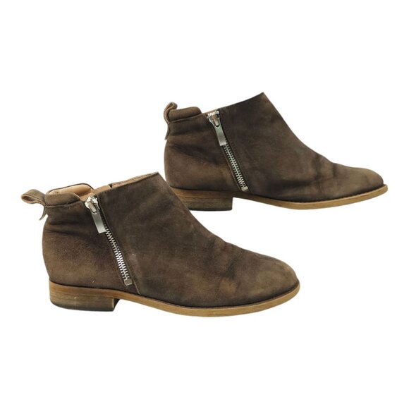 Franco Sarto Keegan Ankle Boot Nubuck Leather Booties Womens Size 6 M Double Zip - Picture 2 of 12